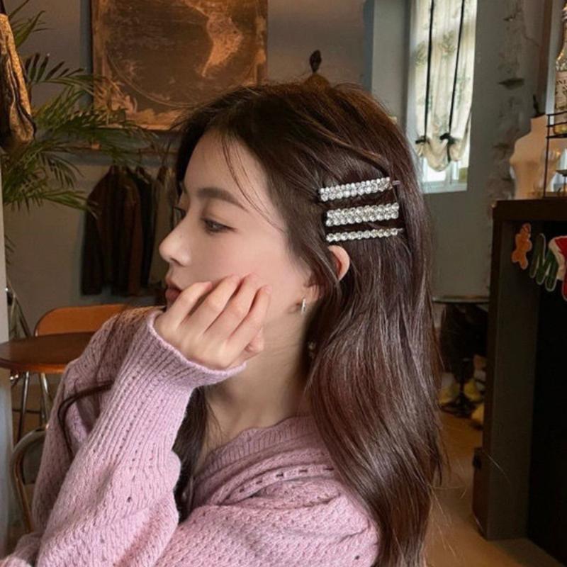 Shiny Rhinestone Barrettes Luxury Fashion Hair Clips For Women Silver Color Hairpins Girls Hairgrips Hair Jewelry Accessories