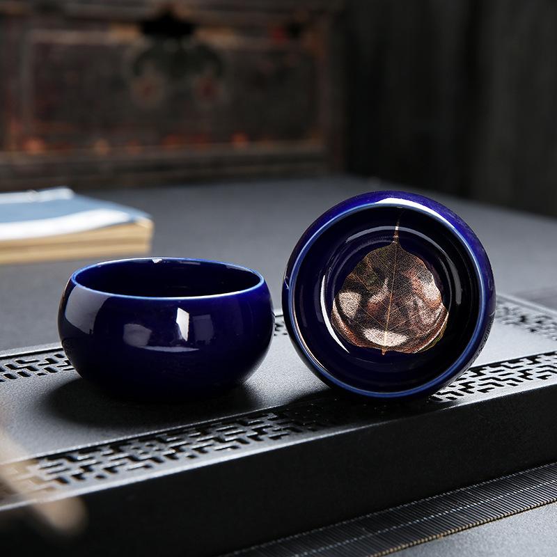 Golden Maple Leaf Jianzhan Ceramic Tea Kiln Change Tianmu Glaze Tasting Creative Master Single Cup Retro Gold-embellishe