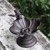 Retro Petal Bird Feeder Basin Cast Iron Bird Food Dispenser Art Statue  Bird Raising Tool