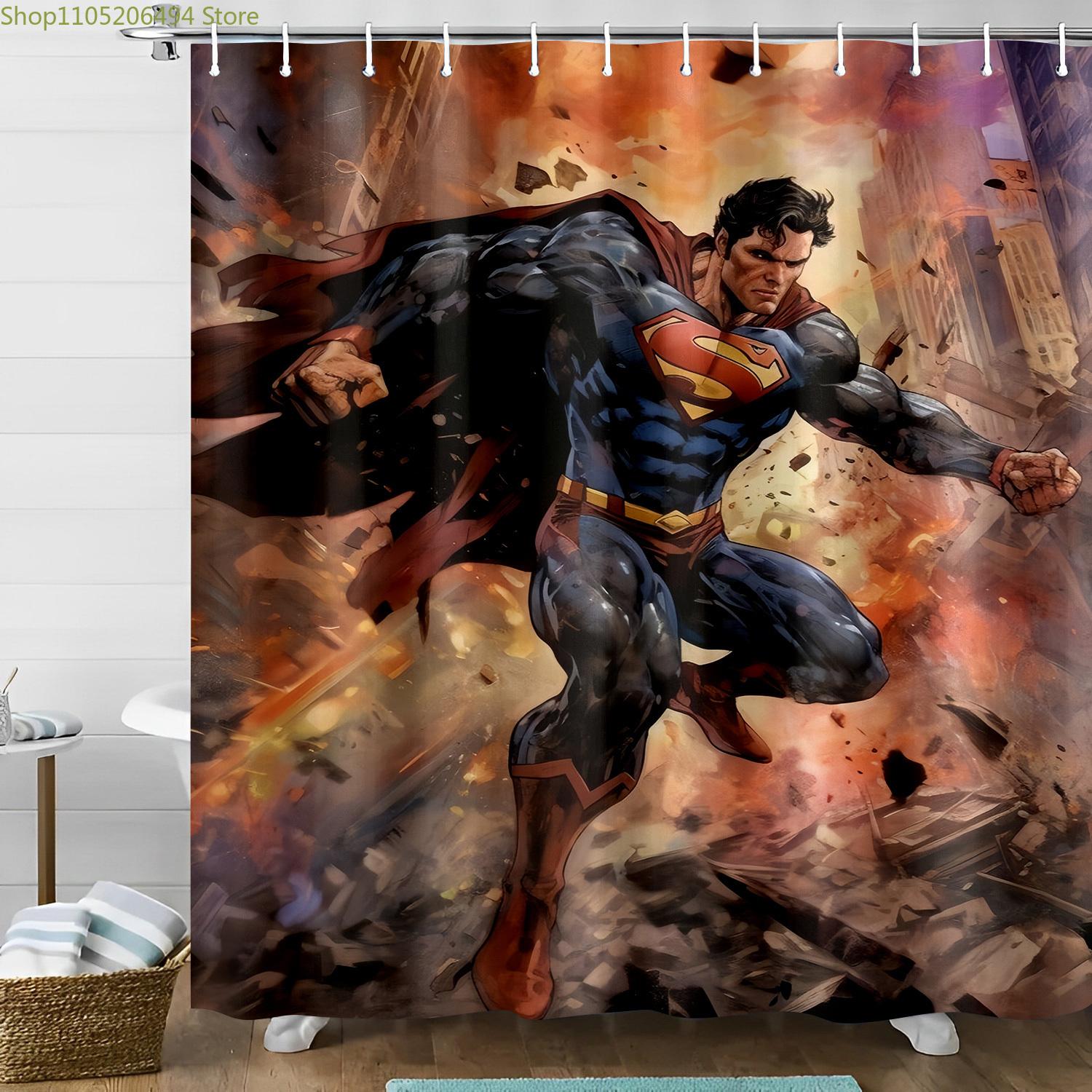 

Warner Bros. Superman Action Scene Shower Curtain | Polyester, Fashion Theme, Includes Hook, Do Not Bleach, Great Valentine S 90x180cm
