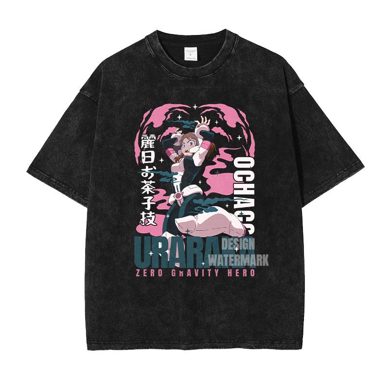 

My Hero Academia Anime Tshirt OCHACO URARAKA Graphic T Shirt Vintage Washed Oversized Tshirts Women Men Short Sleeve Tees S