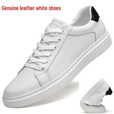 Scarpe da Skate da Uomo in Vera Pelle Senza Lacci - Suola Morbida, Traspiranti, Versatili, Minimaliste, Taglia Grande 46, Design Bianco Piatto.