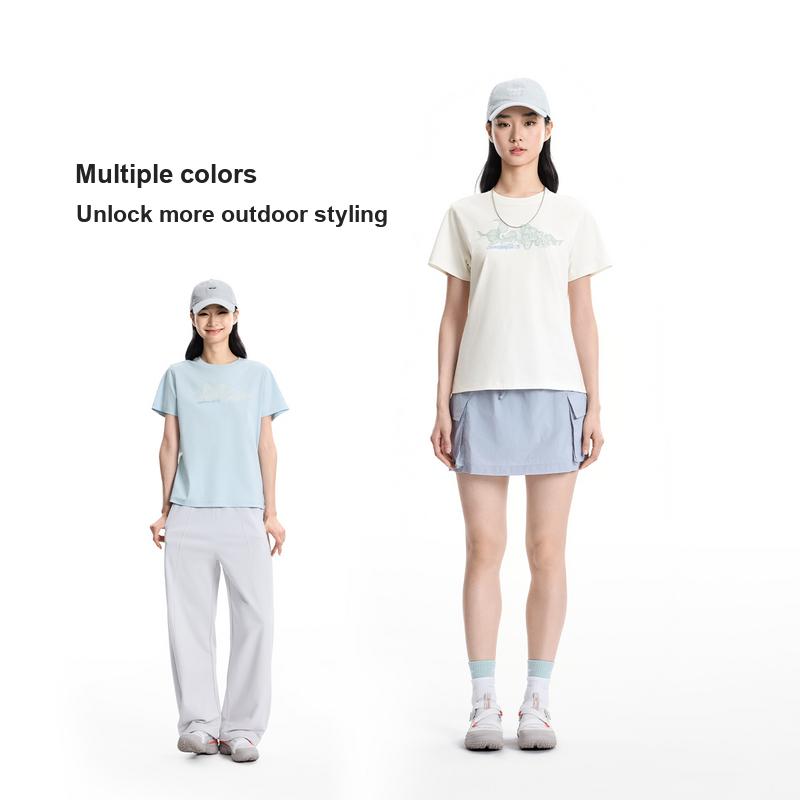Li Ning Outdoor CF Soft Simple Versatile Round Neck Short Sleeve T-Shirt Women tops ATSW052-1