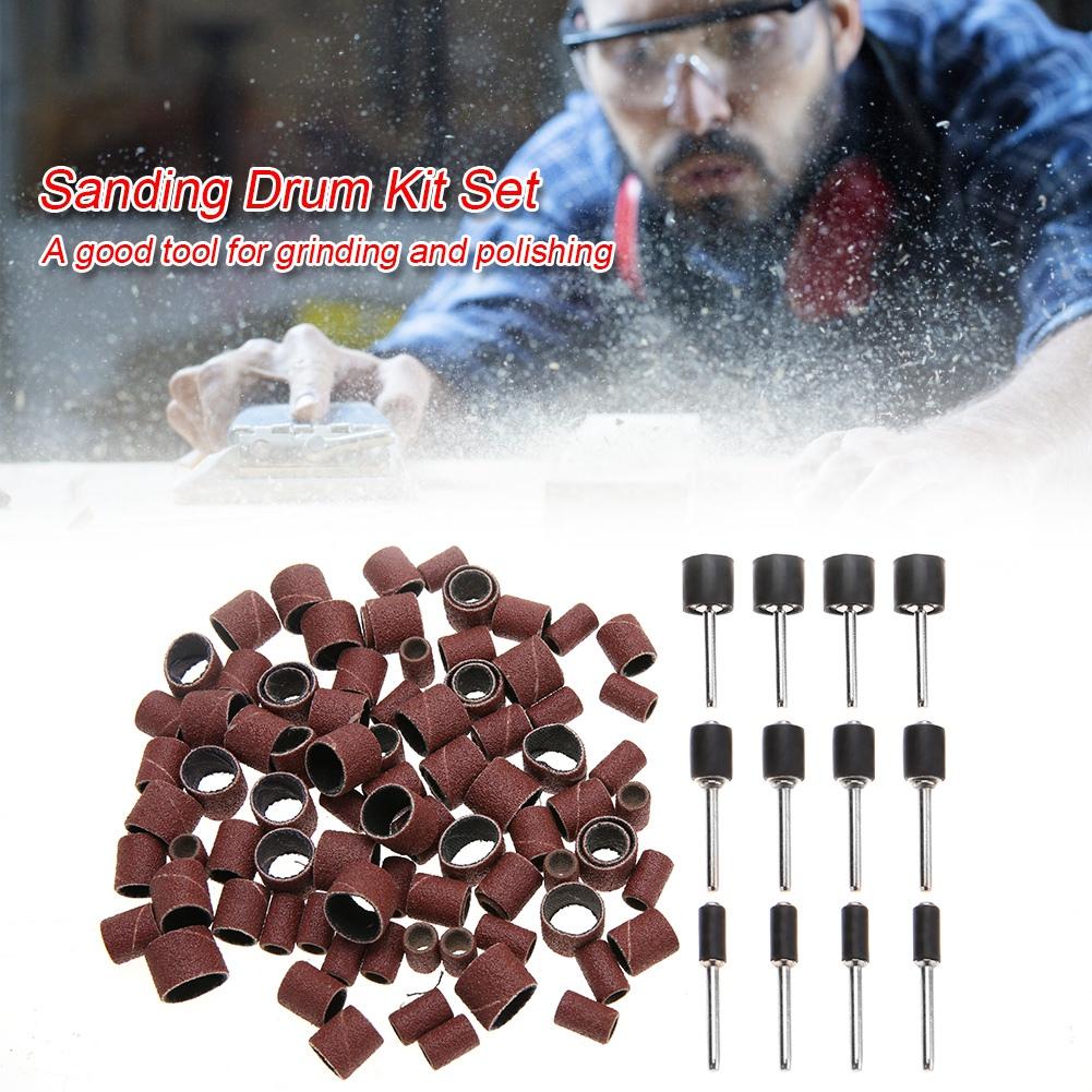 102Pcs Polishing Grinding Sanding Drum Kit Tool with Connecting Rods for Rotary Machine
