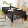 American Retro Beige Crochet Tablecloth - Knitted Non-Slip Hollow Design