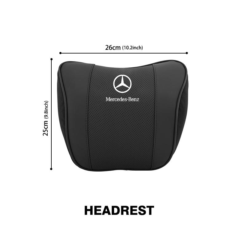 MWAY1 Car Headrest Set Leather Waist Support Memory Neck Protective For Mercedes Benz W202 W212 W126 W140 W168 W177 CLS GLE GLC GLS