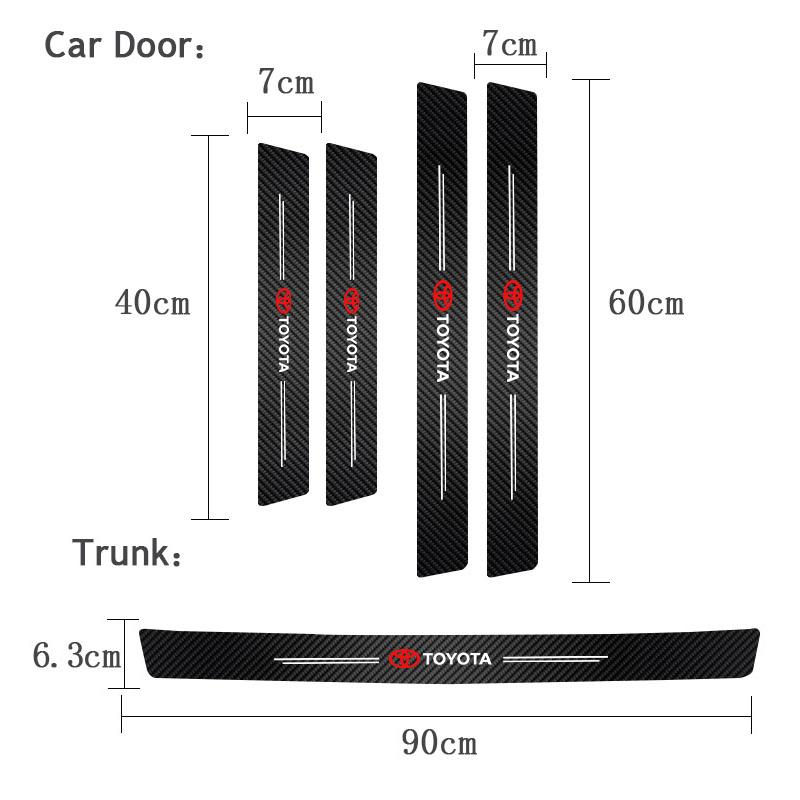 1/4/5Pcs Car Door Sill Protector Strip Anti-Scratch Sticker Keyring For Toyota 86 RAV4 CHR Corolla Camry Yaris Prado Supra Crown
