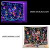 1pc Butterfly skull fluorescent tapestry, UV black light plant mushroom flower moon tapestry, home room decoration wall hanging