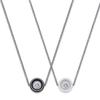 Colier pandantiv elegant din ceramică alb-negru cu zirconiu rotund de 8,7 mm