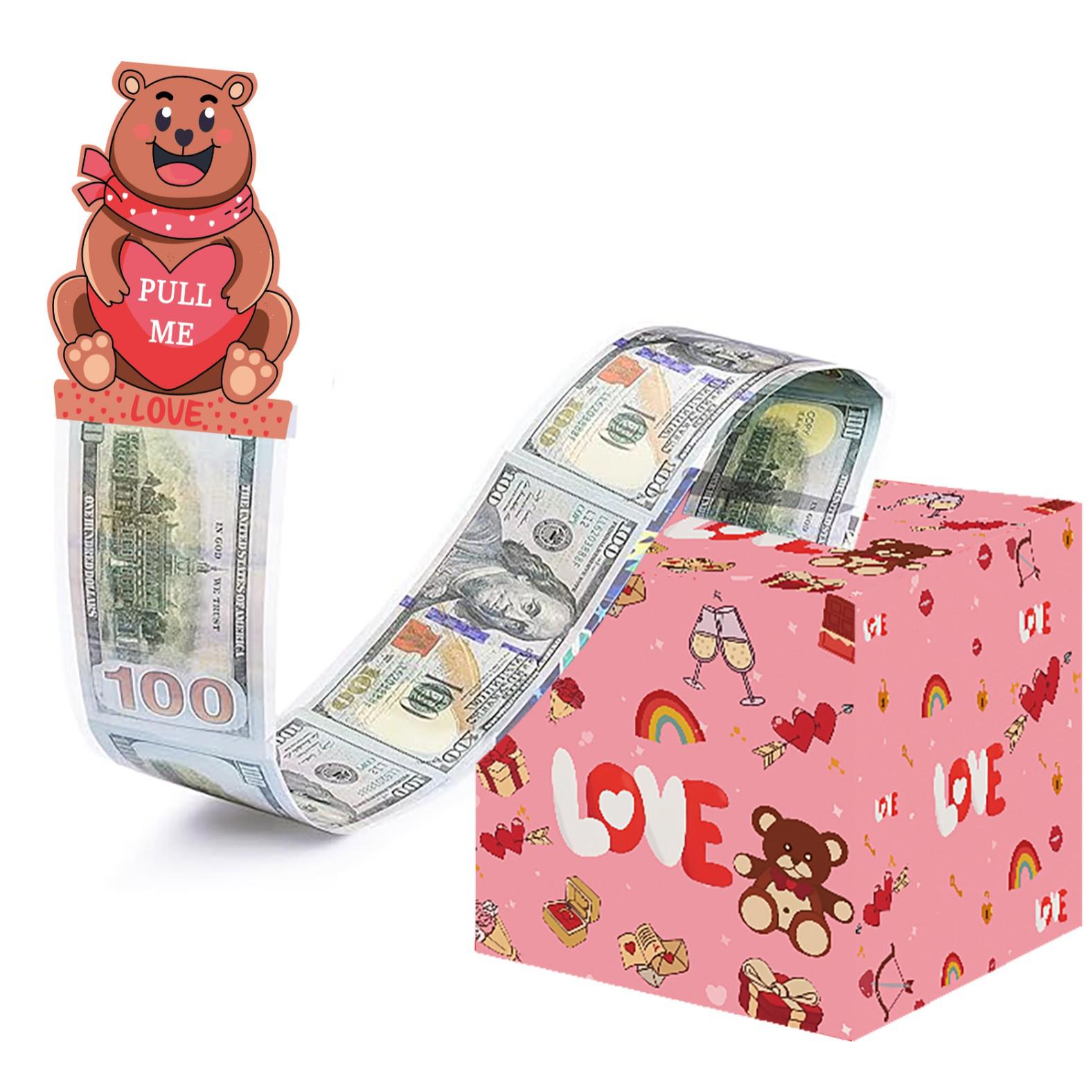 

Valentine s Day Surprise Cash Gift Box with Pull-Out Red Envelope