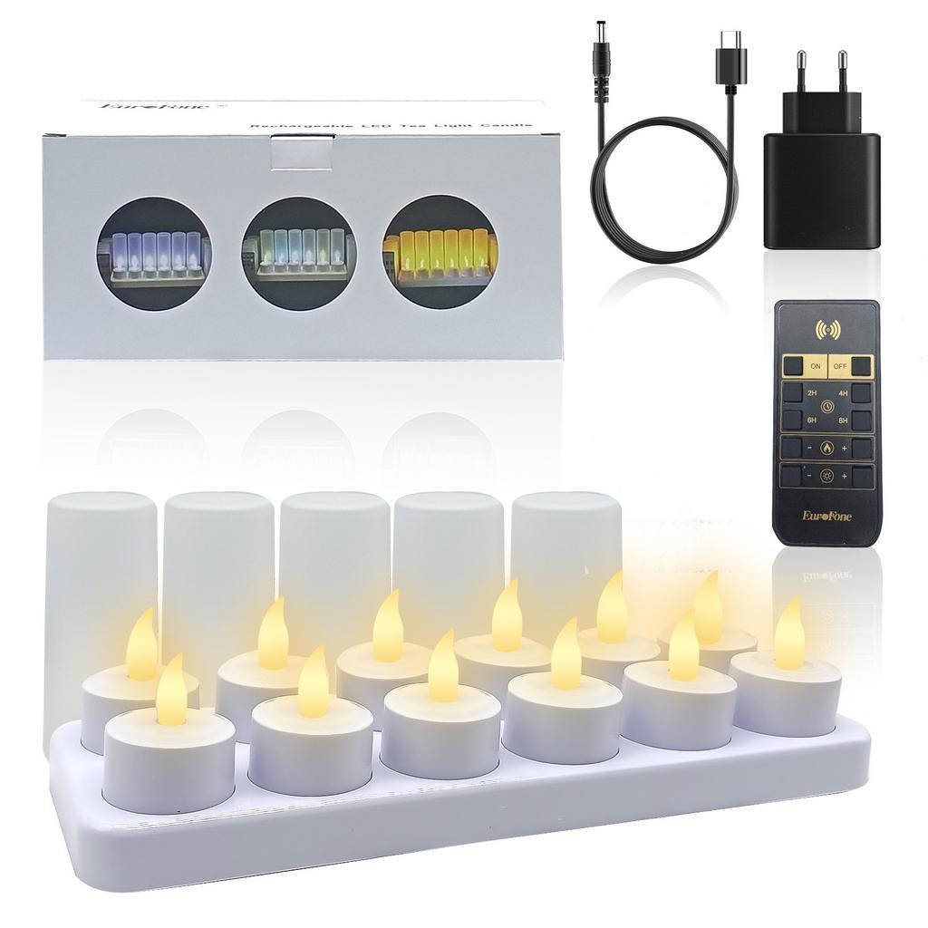 LED Rechargeable TeaLight Glow Candle Lamps Remote Controlled with 2/4/6/8H Timer Function Bar Wedding Party Table Decoration