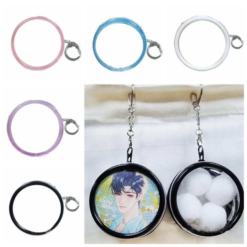 Keyring Anime Badge Display Bag Protection Case Clear Outdoor Bag Round Badge Storage Pouch Gifts