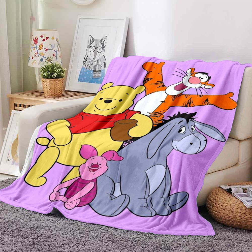 Pooh Friends Adventure Flannel Blanket Super Soft Warm Cozy Blanket For Sofa Bed Office Travel Allseason Home Decor Gift