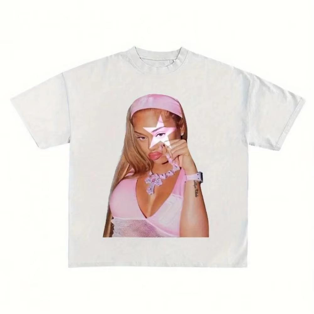 2026 New Summer Relaxing Unisexs Latto Pattern Retro Hip Hop Tshirt Unisexs Cotton SpringSummer New Product Unisex Tshirt