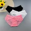 3er Pack Hüftslips mit Spitze und Rüschen für Damen, Mesh-Unterwäsche, süße Damenperspektive, sexy Slips, bequeme Panties