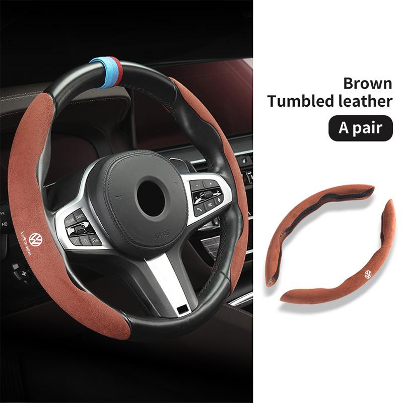 Leather Car Steering-wheel Cover Anti-slip Steer Wheel Cushion For Volkswagen VW Scirocco Passat Polo B5 B6 B7 CC Tiguan Sharan QS0