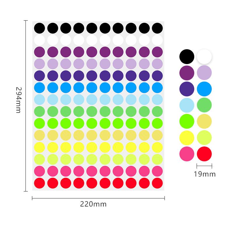 19mm Round Waterproof Self-Adhesive Color Dot Labels for Identification and Classification