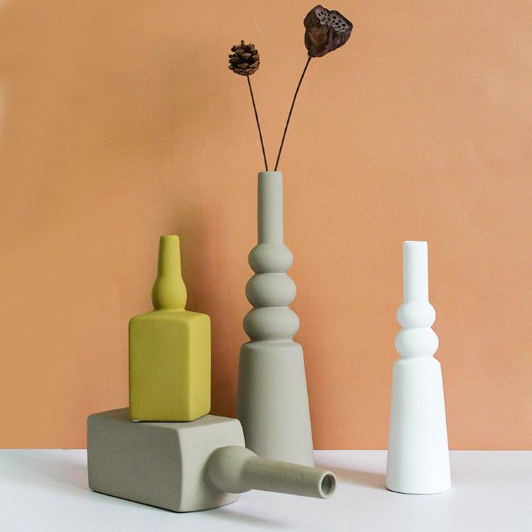 

Morandi Nordic INS Керамическая силиконовая сухая цветочная композиция Ваза Простой орнамент Орнаменты Мягкие украшения Поделки