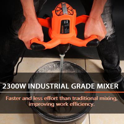 Misturador de grau industrial 2300W com 6 engrenagens de velocidade ajustável para pintura portátil e argamassa de gesso