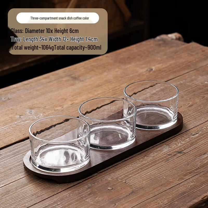 Bamboo & Glass Divided Serving Tray 1 set