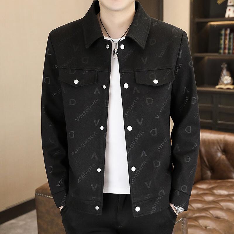 ROMON Men's Lapel Printed Spring/Autumn Jacket