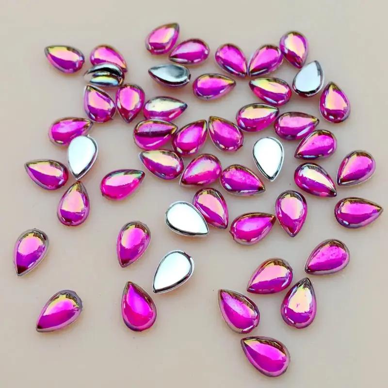 Glitter 200Pcs 4*6mm Glass Water Drop Rhinestones Flat Back Stones and Crystals For Nails Art Decorations Costume A56
