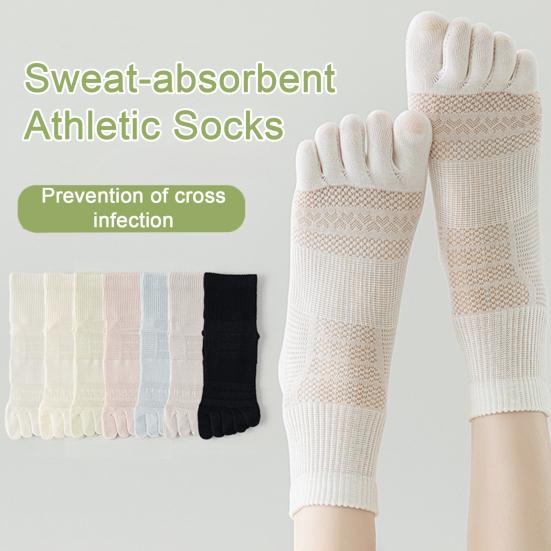 1 Paire Chaussettes Cinq Doigts Femme Ultra-fines Respirantes Absorbantes de Sueur Tube Moyen