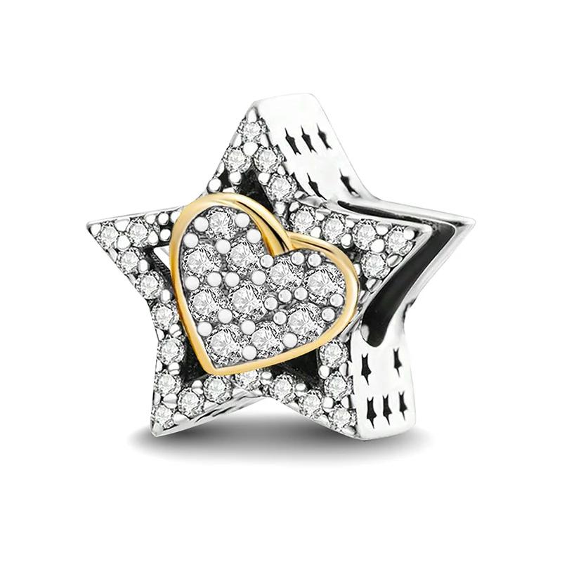 925 Silber Mehrfarbig Liebesherz Serie Charms Perlen Passend für Armband Armbänder DIY Feiner Schmuck Für Frauen