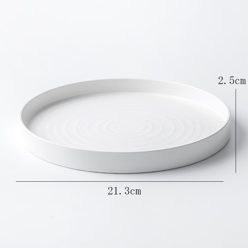 

Tray Design, Multi-purpose Decoration, Simple Straight Side Dinner Plate, Black and White Threaded Restaurant Tableware