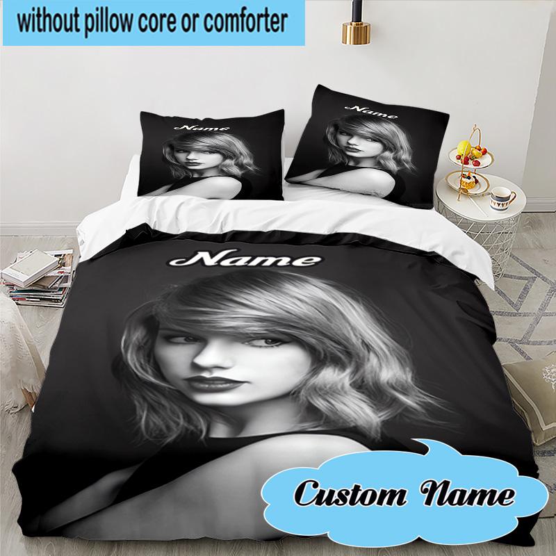 Custom Name 3PCS Taylor Art Bedding Set, Including 1pc Duvet Cover And 2pcs Pillowcases, Suitable for Dorms and Bedrooms Gift