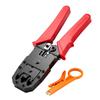 Ratcheting Modular Data Cable Crimper Wire Stripper Wire Cutter for Cat6a Cat6 Cat5 Ergonomic Slip Resistant