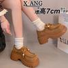 cm thick sole height increase small women's shoes genuine leather children's autumn new muffin shoes single shoes