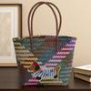 Handmade Rattan Woven Handbag: Retro Bamboo Straw Beach Basket