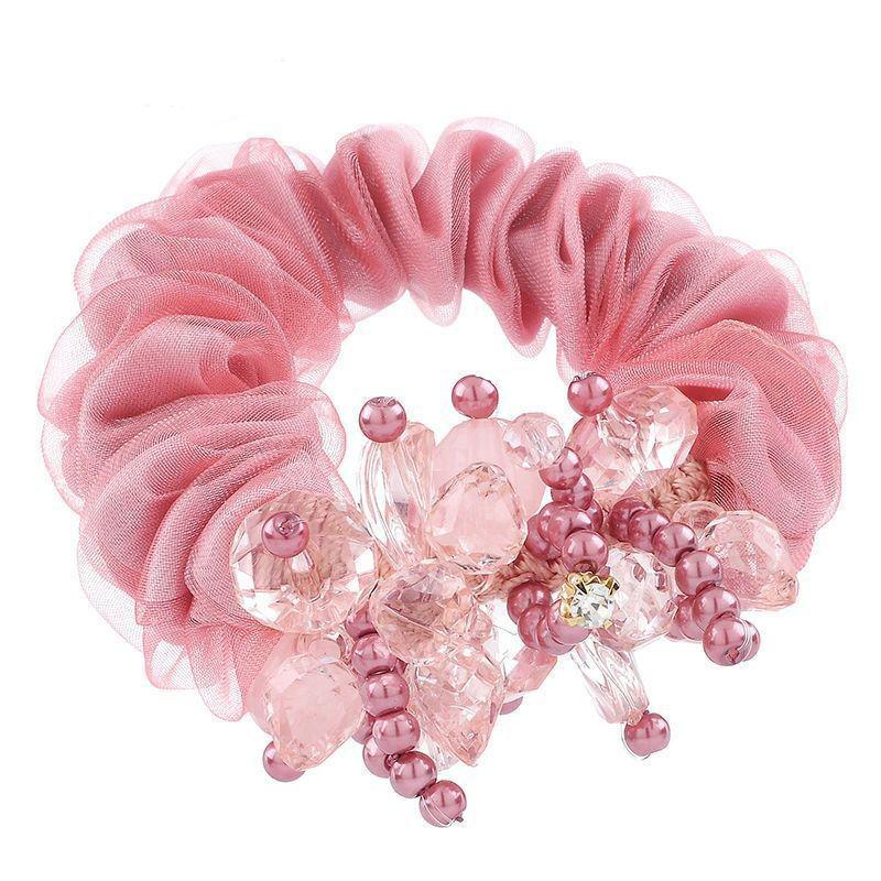 

Шелковая резинка для волос с цветком - Корейский стиль, аксессуар для пучка для женщин