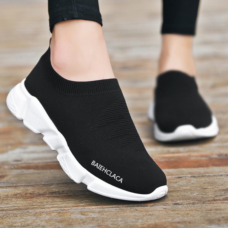 Women's Breathable Elastic Sock Sneakers - Spring/Autumn, Trendy Casual Shoes, Unisex, Plus Size Available