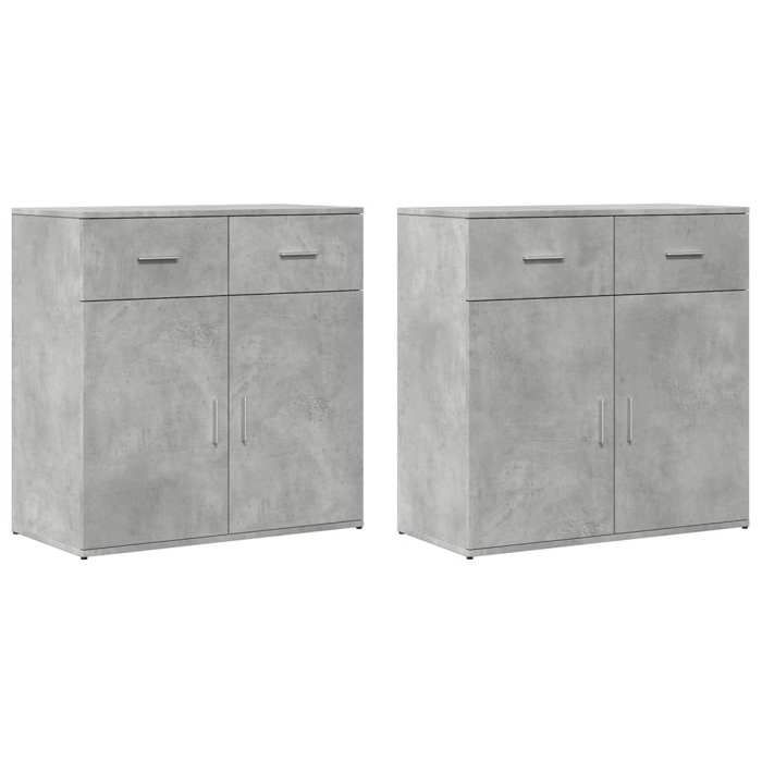 VidaXL Buffets 2 pcs gris béton 79x38x80 cm bois d'ingénierie 3276619