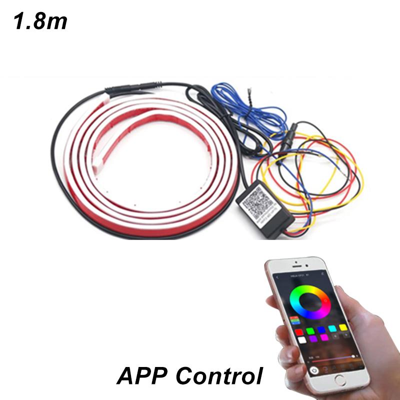 RGB Car Light Strip Turn Signal APP Dynamic Control LED Decor Light Strip Waterproof DIY Refit for Front Engine Hood Decorations
