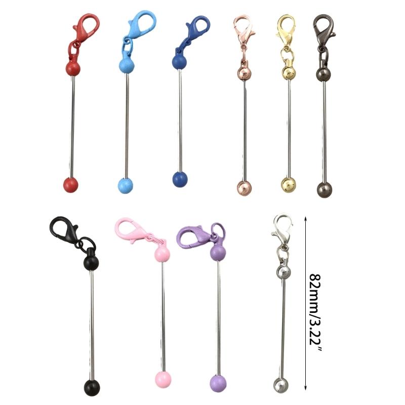 1PC Beadable Keychain Bars Metal Beaded Keyring Lobster Claw Clasp DIY Car Keychain Bag Decor For Jewelry Making