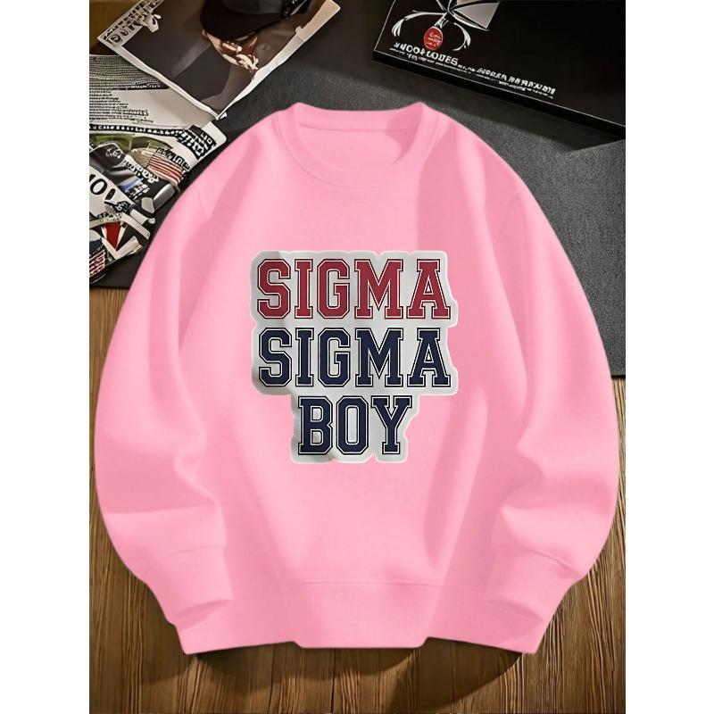 Kids Sweatshirt Sigma Boy Trendy Letter Print Long Sleeve Crewneck Sweatshirt for and - Loose Casual Versatile Top 110