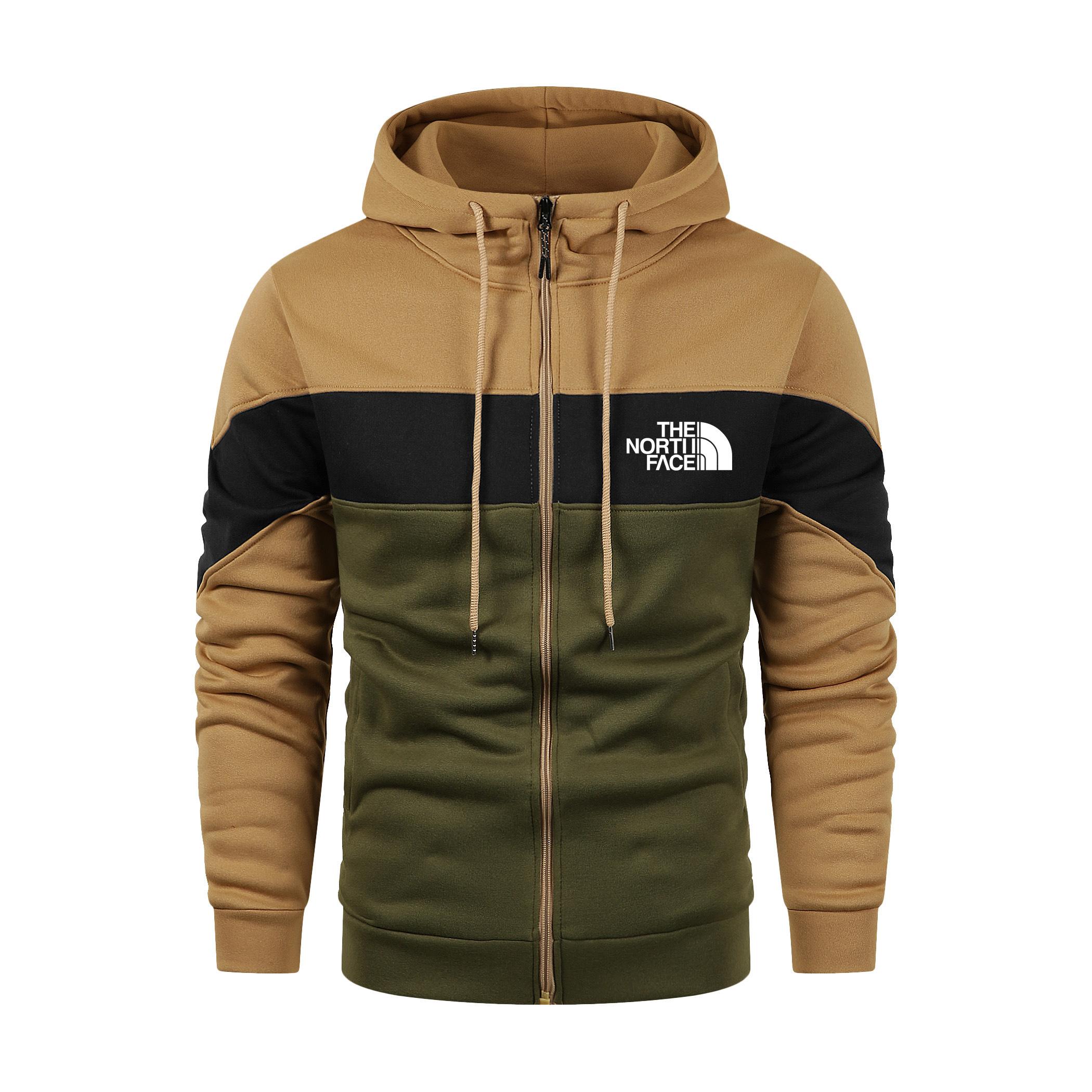 2024 Мужская осень и зима Новая толстовка с капюшоном на молнии с разноцветным принтом больших размеров S армия зеленый