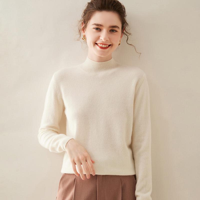 Women's Cashmere Sweater: Half-High Neck, Pullover, Soft & Comfortable, Warm Luxury Knitwear