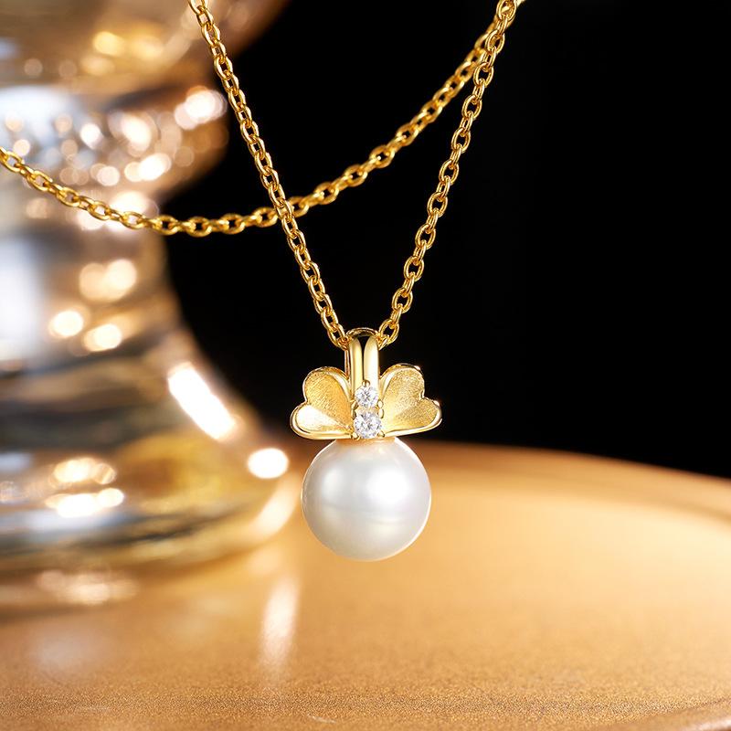 S925 pure silver pearl necklace, light luxury, niche women's pendant, collarbone chain, fashionable women's high-end jewelry, daily wear jewelry gifts