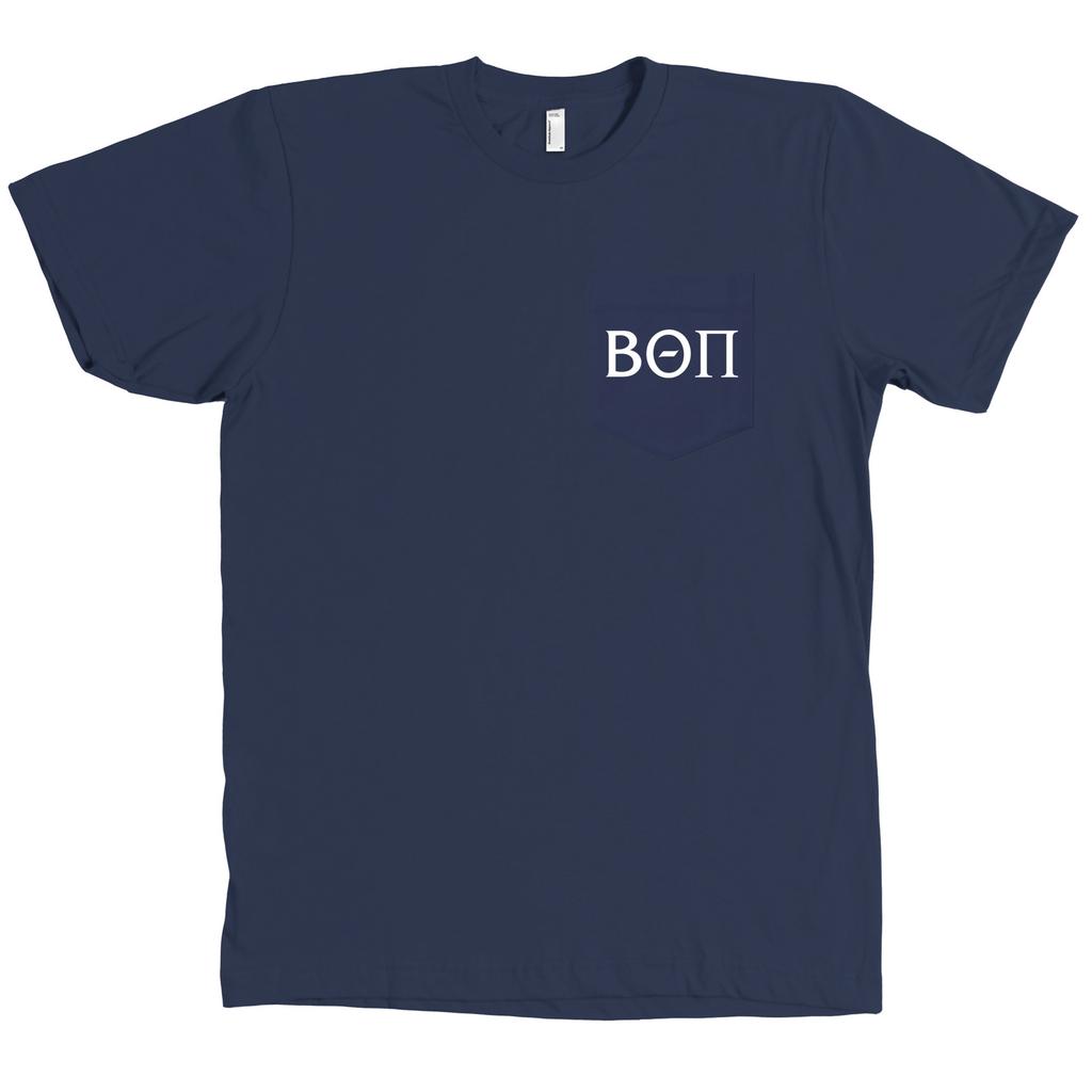 Beta Theta Pi Bella + Canvas POCKET Navy T Shirt Fraternity Letters Tee NEW