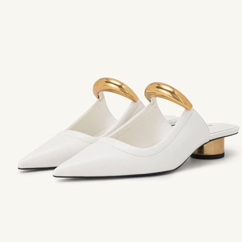 Fashion Black High-heeled Shoes for Women 2025 New Style Toe Sandals with Pointed Tips Thick with Womens Half Slipper