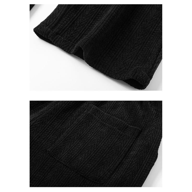 Men's Corduroy Wide Leg Pants, Drawstring Waist Casual Trousers with Pockets, Loose Fit Streetwear Bottoms for Spring & Autumn