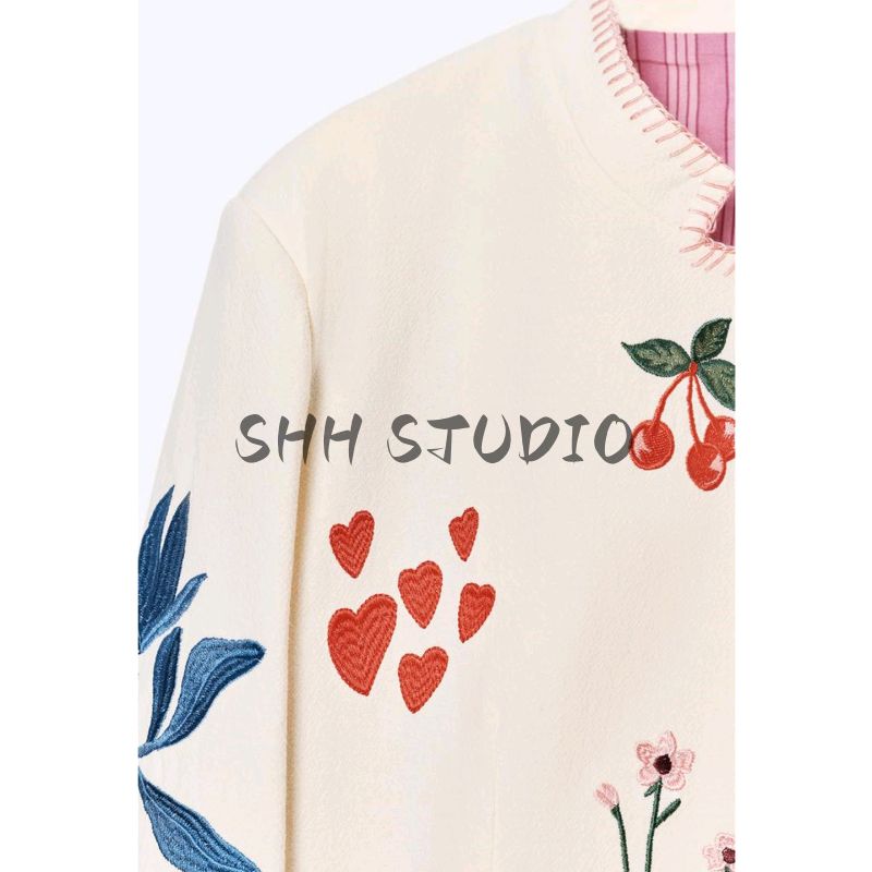 Autumn New Women's Clothing Fashion Minimalist Color Contrast Patchwork Embroider Fashion Round Neck Long Sleeves Outwear 4786206
