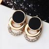 New Fashion Round Earrings for Women Geometric Acrylic Crystal Stud Earrings Wedding Party Elegant Circle Charms Zircon