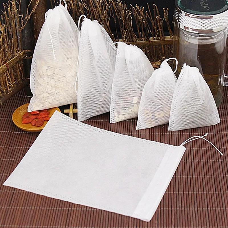 100pcs Disposable Tea Bags with Drawstring, Infusion for Herbal Tea, Coffee and Medicinal Use, for Home, Restaurants and Cafes