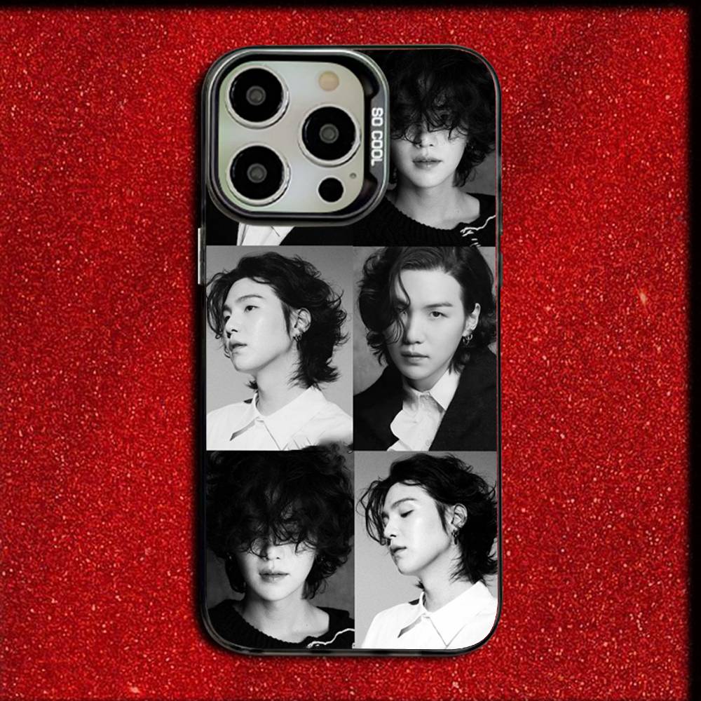Чехол для телефона рэпера A-Agust D M-Min Yoongi для iPhone 16,15,14,13,12,11,Mini,Pro,E,SE4,MAX Конфетный Матовый Ударопрочный Черный Чехол iPhone14Pro black