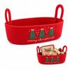 Christmas Tree Embroidered Cotton Rope Storage Basket with Handles, Basket and for Baby Toys and Home Clutter